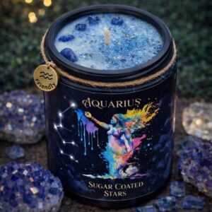 Aquarius Warrior Woman Zodiac Space Galaxy 8 oz Candle