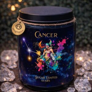 Cancer Warrior Woman Zodiac Space Galaxy 8 oz Candle